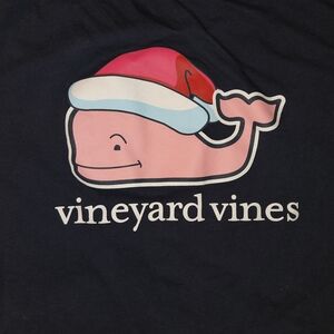 Vineyard Vines Navy Tee with Festive Pink Whale